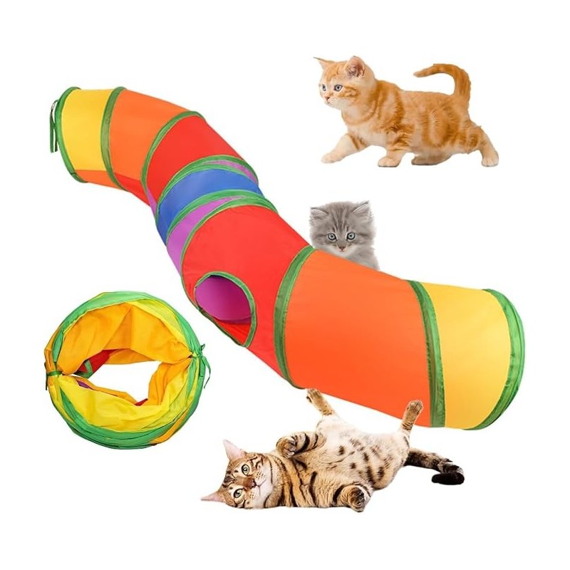 Foldable Rainbow Cat Tunnel Toy | Paws of Oz