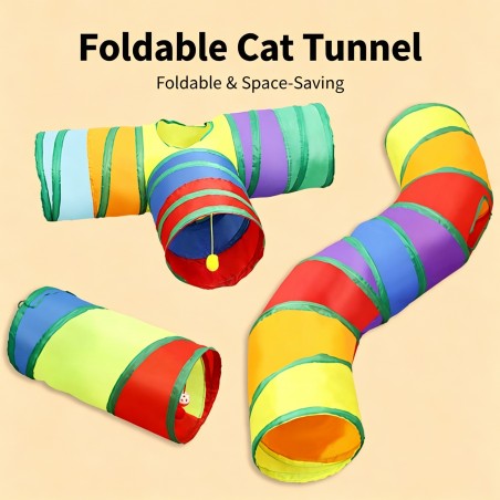 Foldable Rainbow Cat Tunnel Toy | Paws of Oz