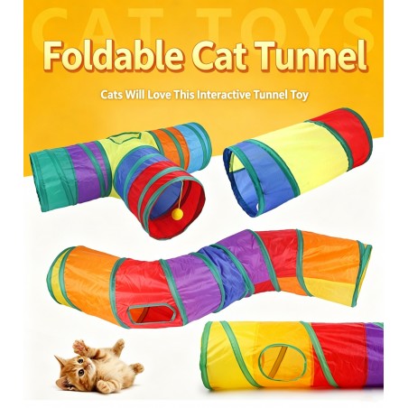 Foldable Rainbow Cat Tunnel Toy | Paws of Oz