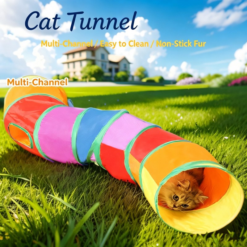 Foldable Rainbow Cat Tunnel Toy | Paws of Oz
