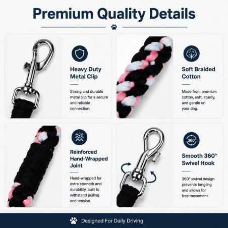 Dog Car Seat Belt, 360° Swivel Hook | Paws of Oz