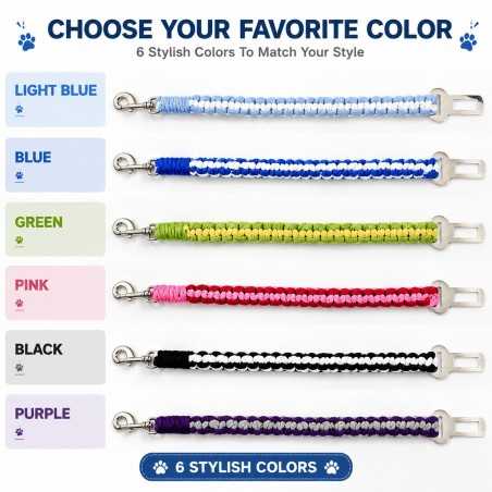 Hand-Woven Cotton Dog Seat Belt Tether | Paws of Oz