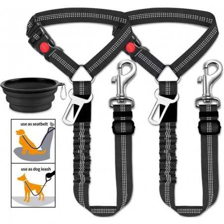 2-Pack Reflective Bungee Dog Seat Belt | Paws of Oz