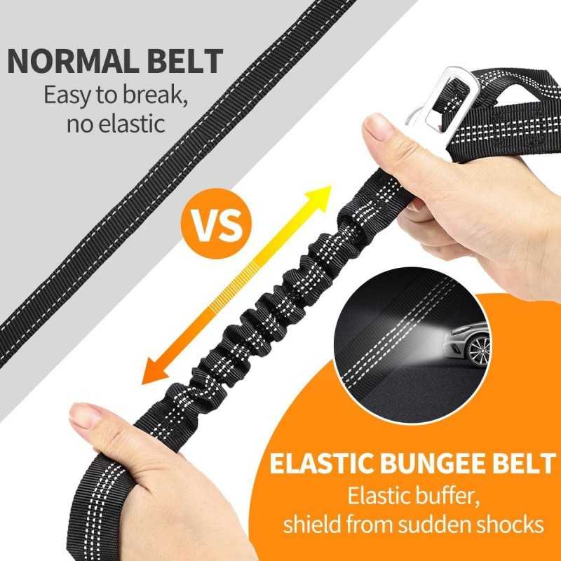 2-Pack Reflective Bungee Dog Seat Belt | Paws of Oz