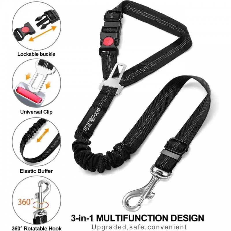 2-Pack Reflective Bungee Dog Seat Belt | Paws of Oz