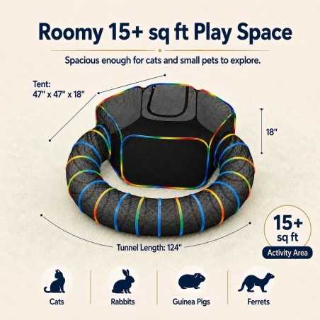 2-in-1 Outdoor Catio with Tent & Tunnel | Paws of Oz