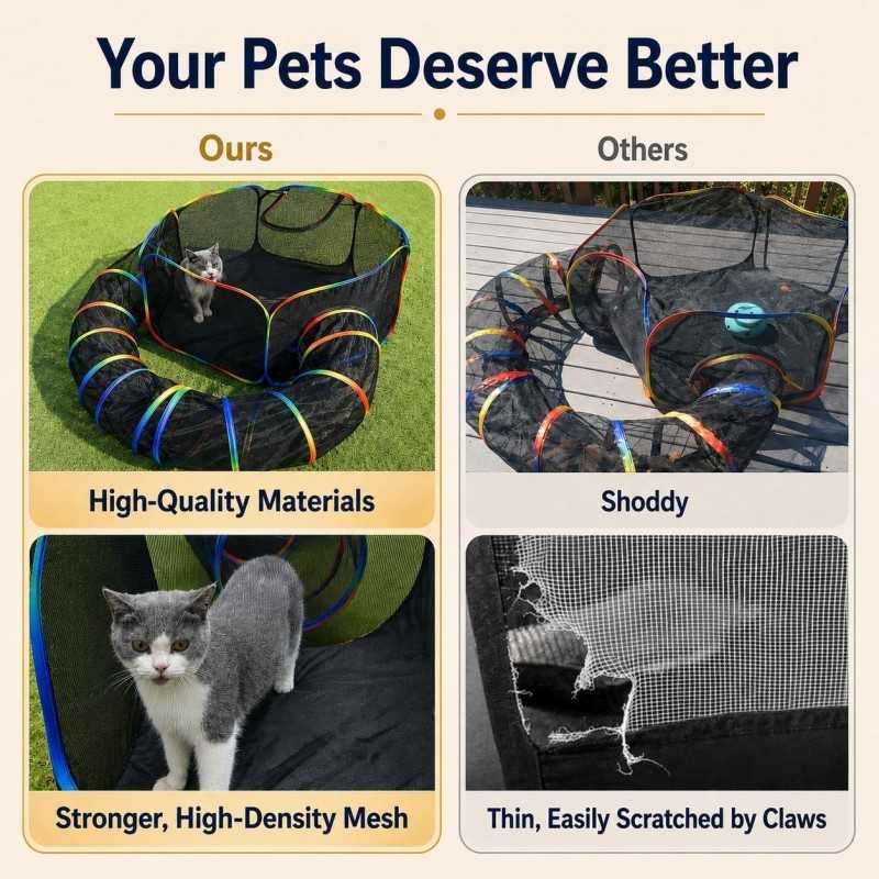 2-in-1 Outdoor Catio with Tent & Tunnel | Paws of Oz